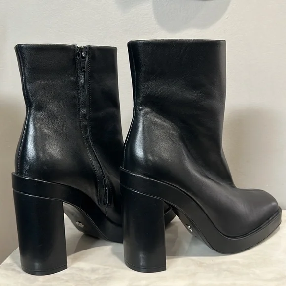 Zara Platform Specification Leather High Heel Ankle Boots Size 41 US 10 - Picture 11 of 13